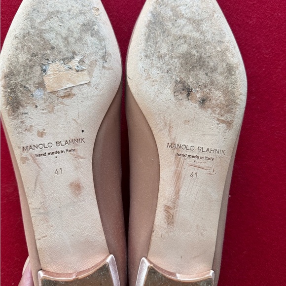 AUTHENTIC Manolo Hangisi Crystal-Buckle Satin Flats - Picture 4 of 5